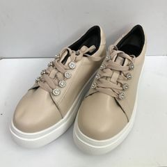 Padourouge パドリュージュ　ビジュウアクセント 厚底・軽量 柔らか牛革スニーカー　日本製　ベージュ　23.5㎝　タのサムネイル