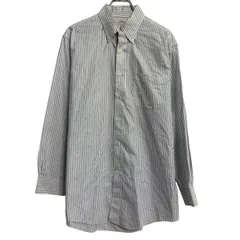 BROOKS BROTHERS 長袖 ストライプシャツ 15 L 程 ホワイト ブルー ブルックスブラザーズ ボタンダウン 古着卸 アメリカ仕入 a701-5578