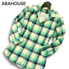 ABAHOUSE アバハウス 春夏 ダブルガーゼ★ 7分袖 チェック シャツ Sz.3 メンズのサムネイル