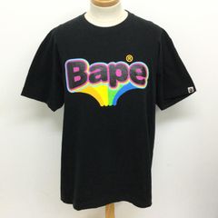 A BATHING APE アベイシングエイプ Tシャツ 半袖 レインボーロゴ クルーネック 半袖Ｔシャツ 日本製