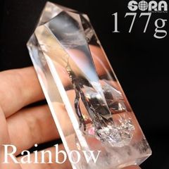 【限定1点モノ】透明度高め 水晶 ポイント レインボー水晶 アイリス水晶 177g パワーストーン 原石 天然石 クラスター 置物 ブラジル産 六角柱