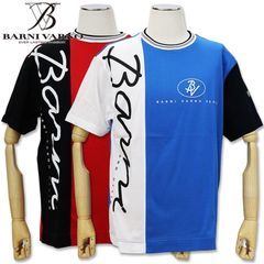 バーニヴァーノ 天竺 配色切替ロゴプリント 半袖 Tシャツ LLサイズ 白/青 黒/赤 BARNI VARNO BSS-OTH5226 春夏 25SS