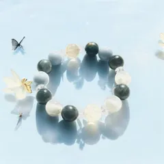 〇優しい色合いでしなやかな感性アップ！〇天然石ブレスレット　内径16㎝±5㎜