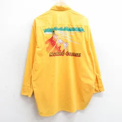 L/古着 長袖 シャツ メンズ 90s 犬 コットン 黄 イエロー 25mar15 中古 トップス