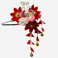 【＊おすすめ＊】ME-A3-7 753 七五三 新品  成人式 振袖 髪飾り 花 振袖用 つまみ細工  リボン  ヘアアクセサリー  コサージュ  鈴 和装 赤 白 ピンク  / 前撮り 浴衣 袴 入学式 卒業式 結婚式 ブライダル 披露宴 和風 洋風