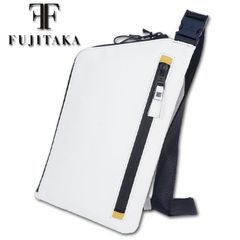 フジタカ 定価4万9500円 白 レザーショルダーバッグ 艶感 牛革 A4 