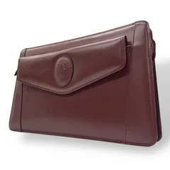 美品 Cartier カルティエ マストライン クラッチバッグ セカンドバッグ 赤 ボルドー ワインレッド ゴールド金具 レザー ロゴ型押し 2Cモチーフ ファスナー開閉 フラップポケット メンズ U9