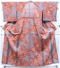 【京松】【着物】浴衣 昭和レトロ 有松鳴海絞り 花文 残布付き 身丈約160.5cm 裄丈約69cm kyo7z06-627