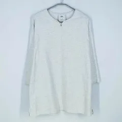 ZARA(ザラ) メンズ 春 夏 リネン混 8 スリーブレス Tシャツ ホワイトマランジー M （ HU40048 ）