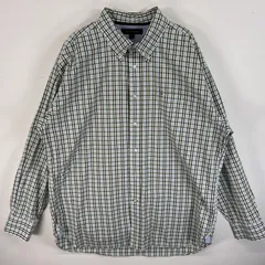 古着 トミーヒルフィガー TOMMY HILFIGER 長袖シャツ チェック ワンポイント ロゴ 刺繍 マチ付 XL  ホワイト系 マルチカラー メンズ