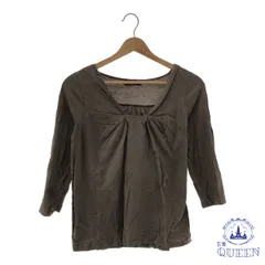 【訳アリ】 トップス カットソー ゆったり カジュアル シンプル 七分丈 レディース ブラウン 9 901-11345 送料無料 古着