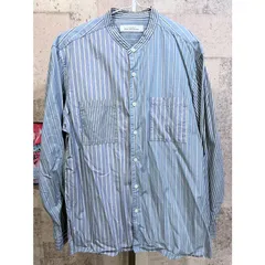 ユナイテッドアローズ GREEN LABEL RELAXING 長袖 クレイジー ストライプ バンドカラーシャツ L UNITED ARROWS マルチ