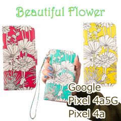 【処分】 Google Pixel 4a5G ケース 手帳型 Pixel4a5G Pixel4a 花柄 黄色 イエロー 緑 グリーン 赤 レッド カバー 鏡 ミラー ストラップ 革 レザー 送料無料 安い スマホケース