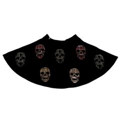 PHILIPP PLEIN フィリッププレイン スカルロゴスカート 黒 マルチカラー 骸骨 フレアスカート レディース Sサイズ