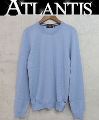 【広尾店】ヒューゴボス HUGO BOSS メンズ ラウンドネック ニット ウール100％ ライトブルー size:S 【16184】