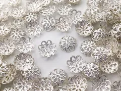 ビーズキャップ　12mm　シルバー　白銀　座金　花座　200個　AP0812のサムネイル