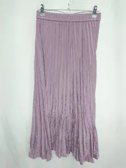 ◇ Θ apart by lowrys ウエストゴム　サテン生地 マキシ プリーツ スカート サイズM パープル レディース E  【1409100036367】