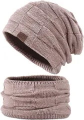 V.W.V＆others ニット帽 ネックウォーマー 冬 メンズ レディース 防寒 防風 保温 柔らかい 伸縮性( ピンク,  Free Size)