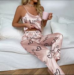 女性用 シルク風 サテン パジャマ セット,パンツ付きノースリーブTシャツ,セクシーなランジェリー,ナイトウェア サイズ M,L各種