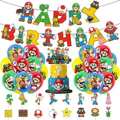 スーパーマリオ 誕生日パーティー飾り女の子バースデー人気ガーランド風船バルーン子供