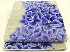 平和屋着物◎六通柄袋帯　唐織　花尽くし　銀糸　正絹　逸品　BAAT7721ow