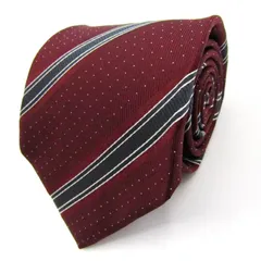 コムサメン ブランドネクタイ ストライプ柄 ドット シルク 日本製 メンズ ワインレッド COMME CA MEN 【中古】