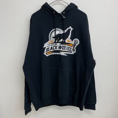 Hanes パーカー ブラック New England Black Wolves ブラックウルフ 狼 オオカミ【メンズXL】