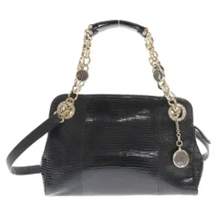 BVLGARI (ブルガリ) エキゾチックレザー ショルダー ハンドバッグ ブラックのサムネイル