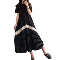 XL_ブラック [H.U.A] ［エイチユーエー］ 半袖 ワンピース マタニティワンピース リゾート 大きいサイズ 夏 カワイイ ロングワンピース 大きめ おおきいサイズ ロング デート マタニティ ユッタリ ゆったりワンピース セクシー 綿 上品 ロング丈