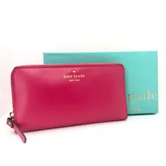 ■極上美品■kate spade NEW YORK ケイトスペードニューヨーク　TUDOR CITY LACEY ラウンドファスナー　長財布　レザー　ピンク　ゴールド金具　タグあり　レディース　箱付き
