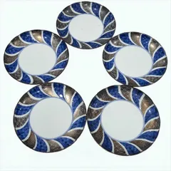 定価3500円!! 有田焼 銀彩捻割 銘々皿 15.5cm 5客セット