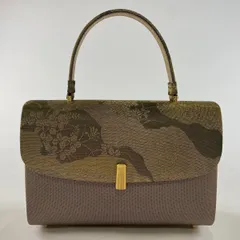 和装バッグ 美品 優品 フォーマル 金鷲 萩 芝 箔 金色 正絹 和装小物  【中古】