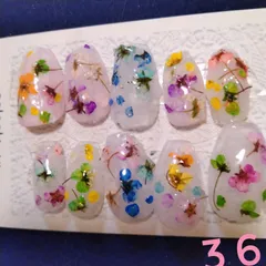 🌸ハンドメイドネイルチップ – 押し花×薄ピンクのナチュラルネイル💅　　　36
