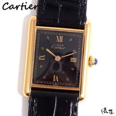 【OH済/仕上済】カルティエ マストタンク LM 極美品 QZ ブラック レディース ヴィンテージ Cartier 時計 腕時計 中古【送料無料】