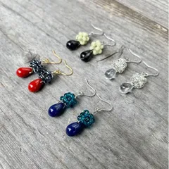 No.2 *大きめ*ビーズとチェコガラスピアスorイヤリング　4点セット