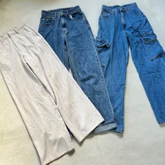 【3点まとめ売り】GRL ワイドデニム パンツ ハイウェスト レディースXSサイズ