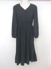 ◇ GLACIER グラシア プリーツ 長袖 ロング ワンピース サイズM ブラック レディース E  【1304050006432】