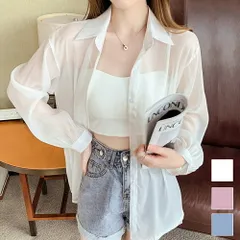 シースルー長袖シャツ レディース トップス ブラウス 春 夏服 韓国ファッション 10代 20代 30代 オフィスカジュアル シアーシャツ 可愛い 透け 大きいサイズ