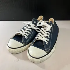 【むつ80-082507】90S CONVERSE ALL STAR NAVY LEATHER【デットストック】8 1/2 27.0cm【併売】