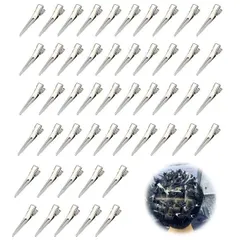 EsiFare ダッカール 美容師 50本 業務用 ヘアクリップ プロ用 ワニグリップ シングルピン ダッカールピン 理髪 手芸 髪クリップ クリップ 美容室 美容小物 髪留め ダッカールクリップ シルバー 耐熱 耐性