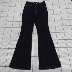 ◇ Θ AZUL BY MOUSSY アズール バイマウジー コットン100％ フレア デニム パンツ サイズS ネイビー系 レディース E  【1509180012197】