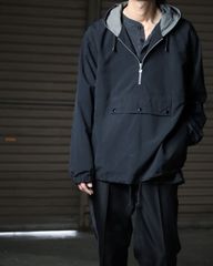 sideline design tech drawstring anorak black × gray バイカラー ライン デザイン テック ドロスト アノラックパーカ 黒 × グレー 90s