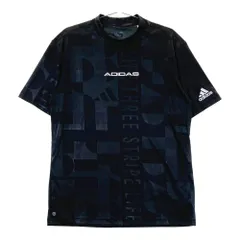 サイズ：L ADIDAS GOLF アディダスゴルフ  モックネック 半袖Tシャツ 総柄 ブラック系 [240101359145]# ゴルフウェア メンズ ストスト