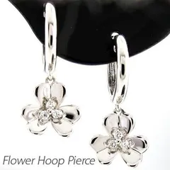 ダイヤ フープピアス 10k 揺れる ダイヤモンド レディース フラワー 中折れ ゆれる ブラ 10金 k10 ゴールド 30日以内に発送