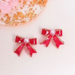 ✨真っ 赤 な リボン 🎀【 イヤリング、ピアス 】 アレルギー対応 ❗️