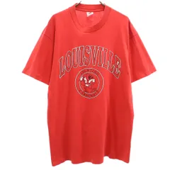FRUIT OF THE LOOM フルーツオブザルーム 90s USA製 オールド LOUISVILLE CARDINALS 半袖 Tシャツ L レッド シングルステッチ ルイビル・カージナルス フットボール メンズ 古着