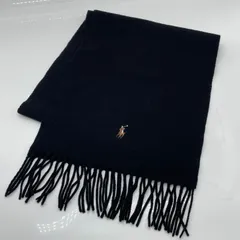 KO3414□ポロラルフローレン マフラー ウール ポニー刺繍 ブラック