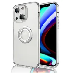 【在庫処分】滑り止め 指紋防止 耐衝撃 黄変防止 スタンド機能 スマホケース リング付き あいふぉん 透明 14 14 (6.1インチ) クリア 対応 ケース (iPhone14 iPhone 6.1 YUYIB すべて-クリア)