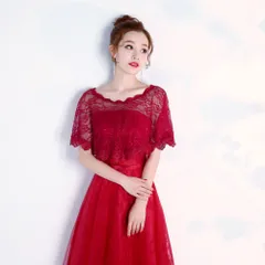 ☆ クリムゾン ☆ ボレロ kwedb03 結婚式 ショール ボレロ レース フォーマル ケープ風 かぶり 披露宴 パーティー 二次会 パーティ 発表会 パーティードレス 花柄 フラワー スカラップ 肩掛け 春 夏 春夏 おしゃれ シンプル かわいい 可愛い