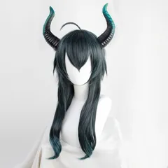 【1～3日以内に発送！】コスプレ耐熱ウィッグ モスグリーン グリーン グラデーション ミディアムロング キャラクターウィッグ ★ツイステ/マレウス・ドラコニア 等